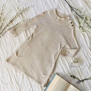 Silence + Noise Beige Sweater Dress with Pockets